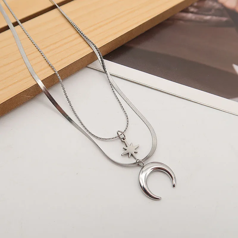 Silver Anti Tarnish Twilight Charm Double Layered Neckpiece