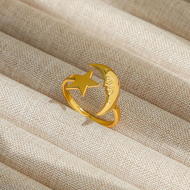 Gold Plated Anti Tarnish Moon Ring