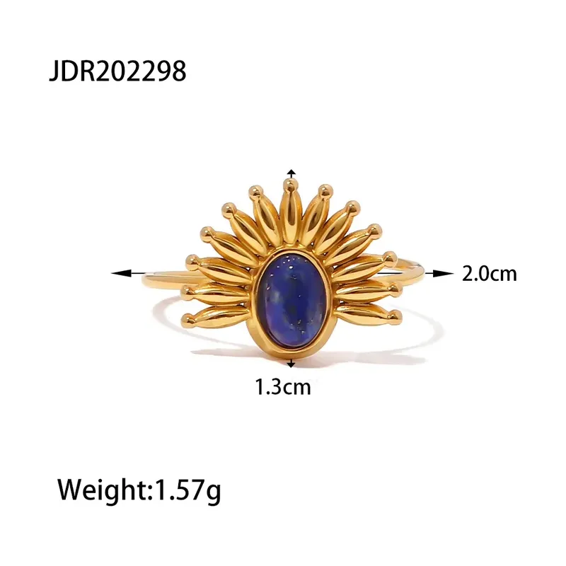 Gold Plated Anti Tarnish Blue Stone Ring