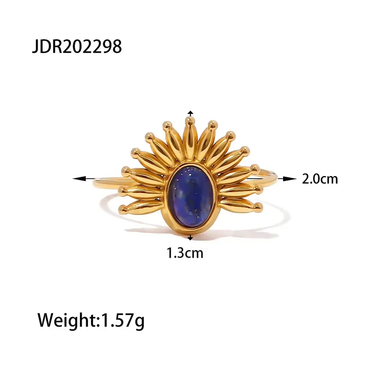 Gold Plated Anti Tarnish Blue Stone Ring