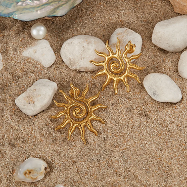Golden Anti Tarnish Sun Earrings