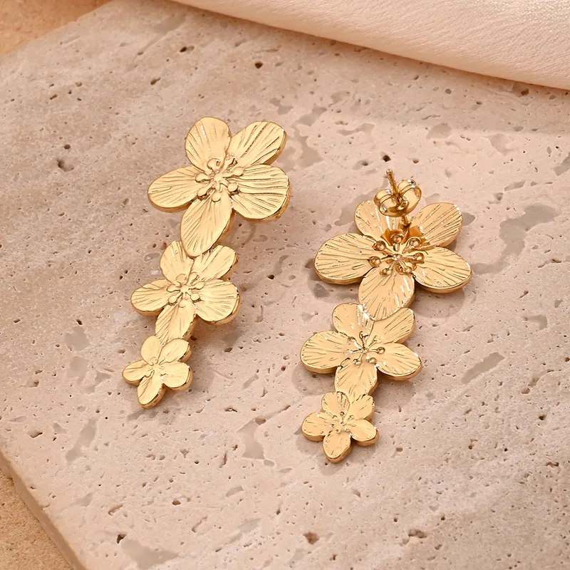 Golden Anti Tarnish Floral Danglers