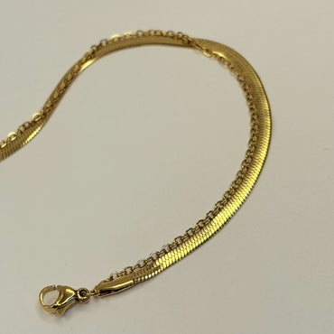 Gold Anti Tarnish Double Layered Snake Chain Bracelet