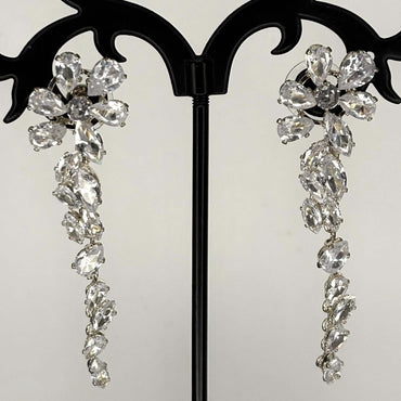 Silver AD Stone Floral Danglers