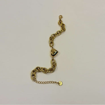 Gold Anti Tarnish Heart Chainlink Bracelet