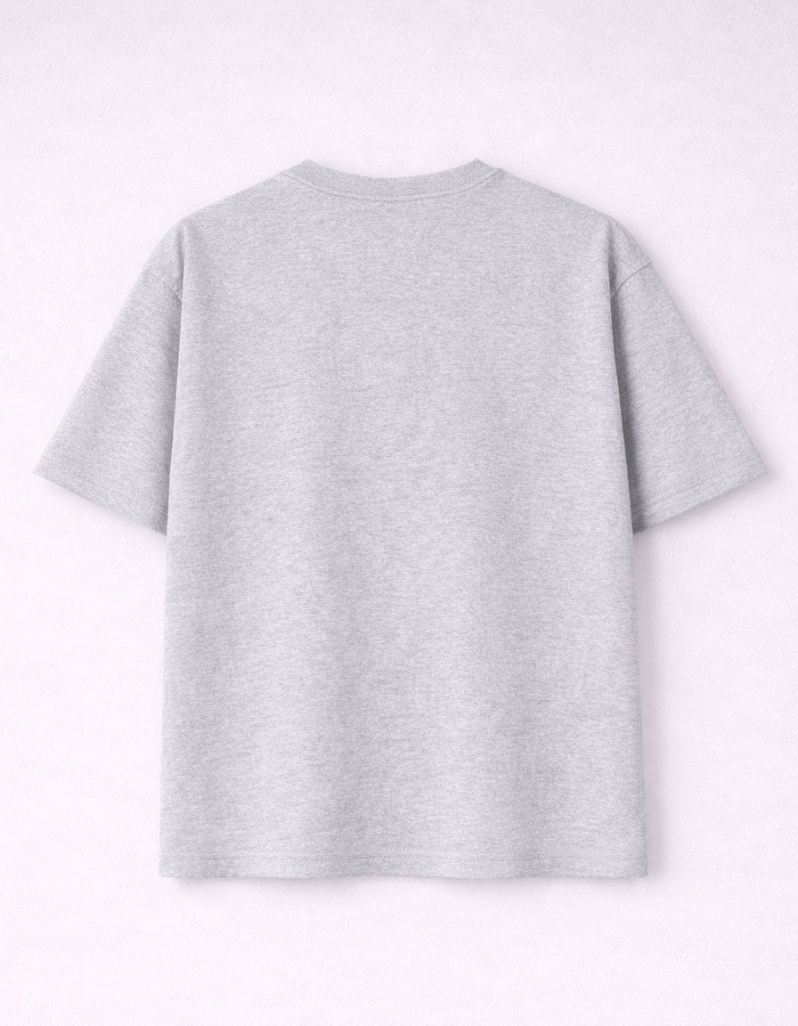 Light Grey Drop Shoulder Plain Cotton T-shirt