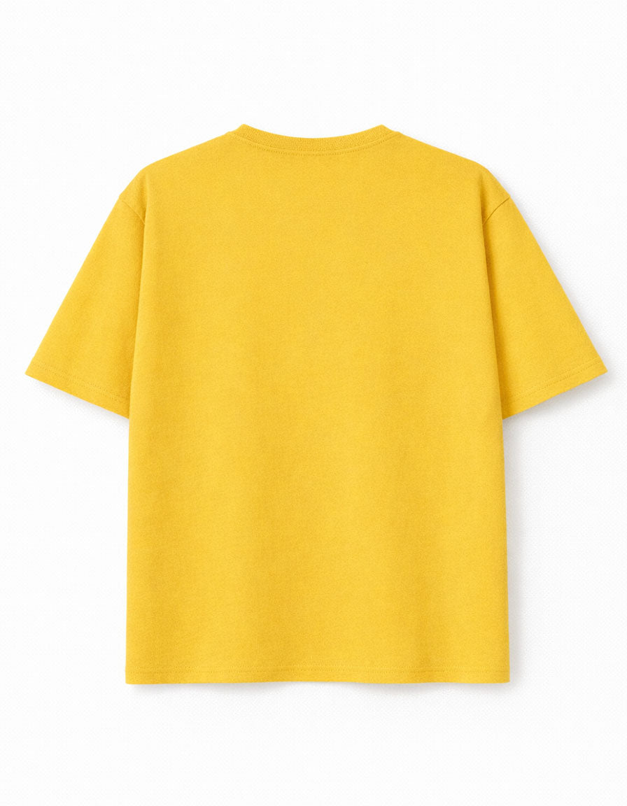 Yellow Drop Shoulder Plain Cotton T-shirt
