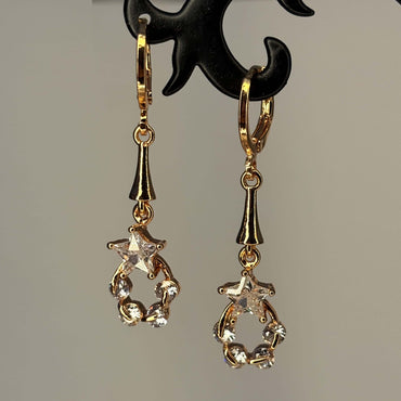 Golden AD Stone Star Danglers