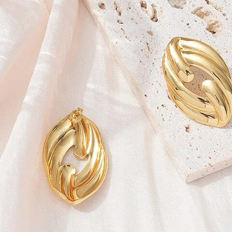 Golden Anti Tarnish Marquise Earrings