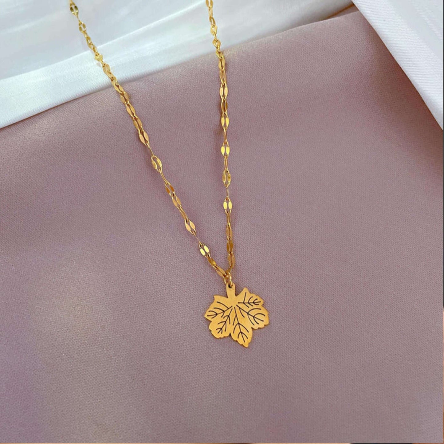 Golden Anti Tarnish Maple Leaf Neckpiece