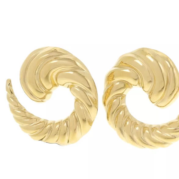 Golden Anti Tarnish Twisted Crescent Earrings