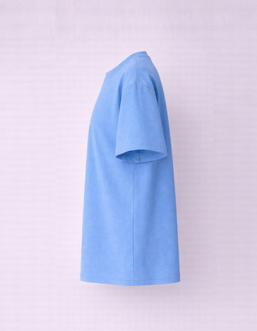 Sky Blue Drop Shoulder Plain Cotton T-shirt