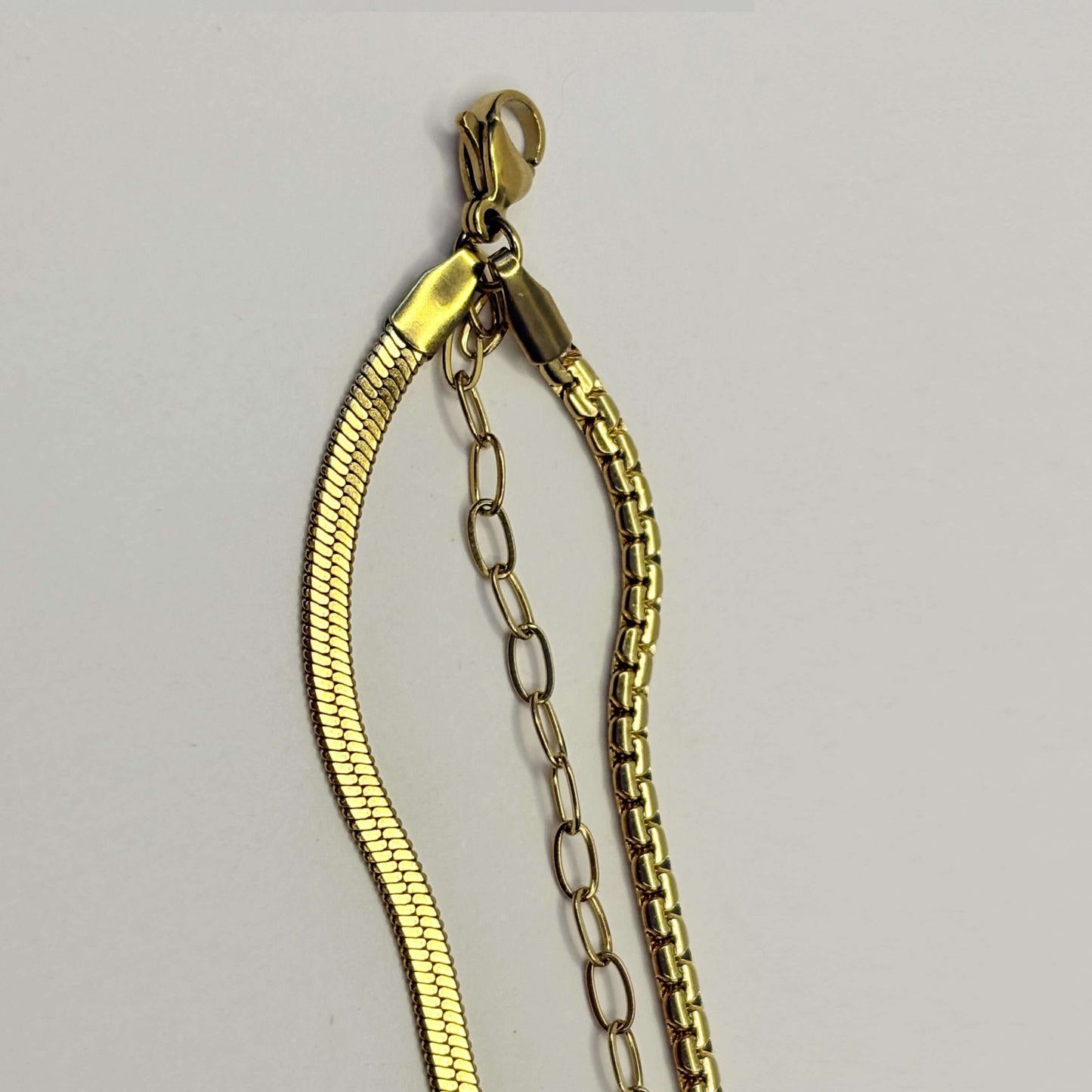 Gold Anti Tarnish Triple Layered Snake Chain Bracelet