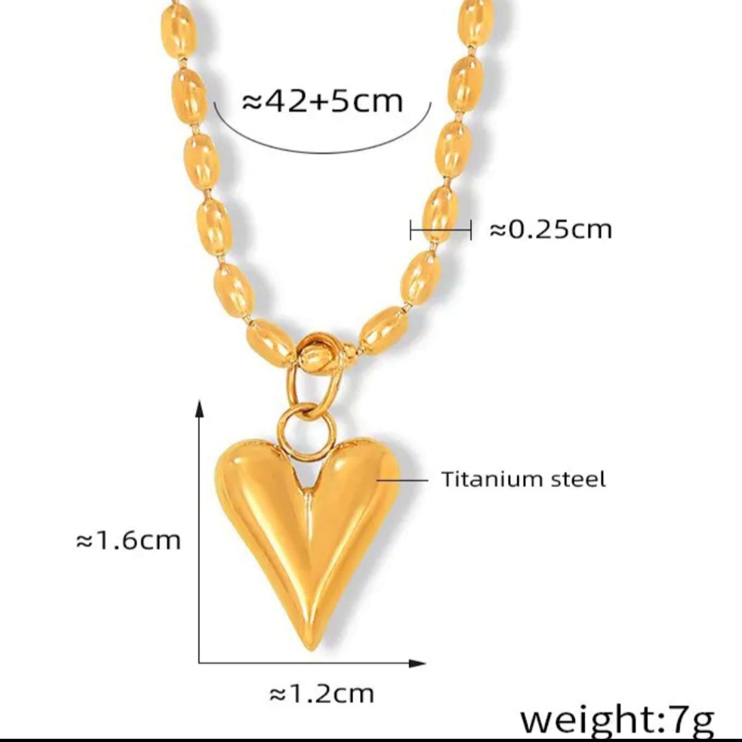 Golden Anti Tarnish Heart Neckpiece