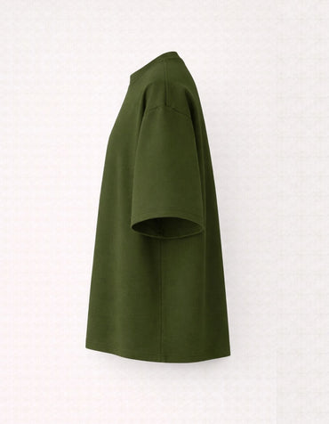 Olive Green Premium Looperknit Cotton Drop Shoulder