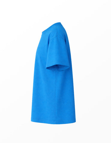 Blue Drop Shoulder Plain Cotton T-shirt
