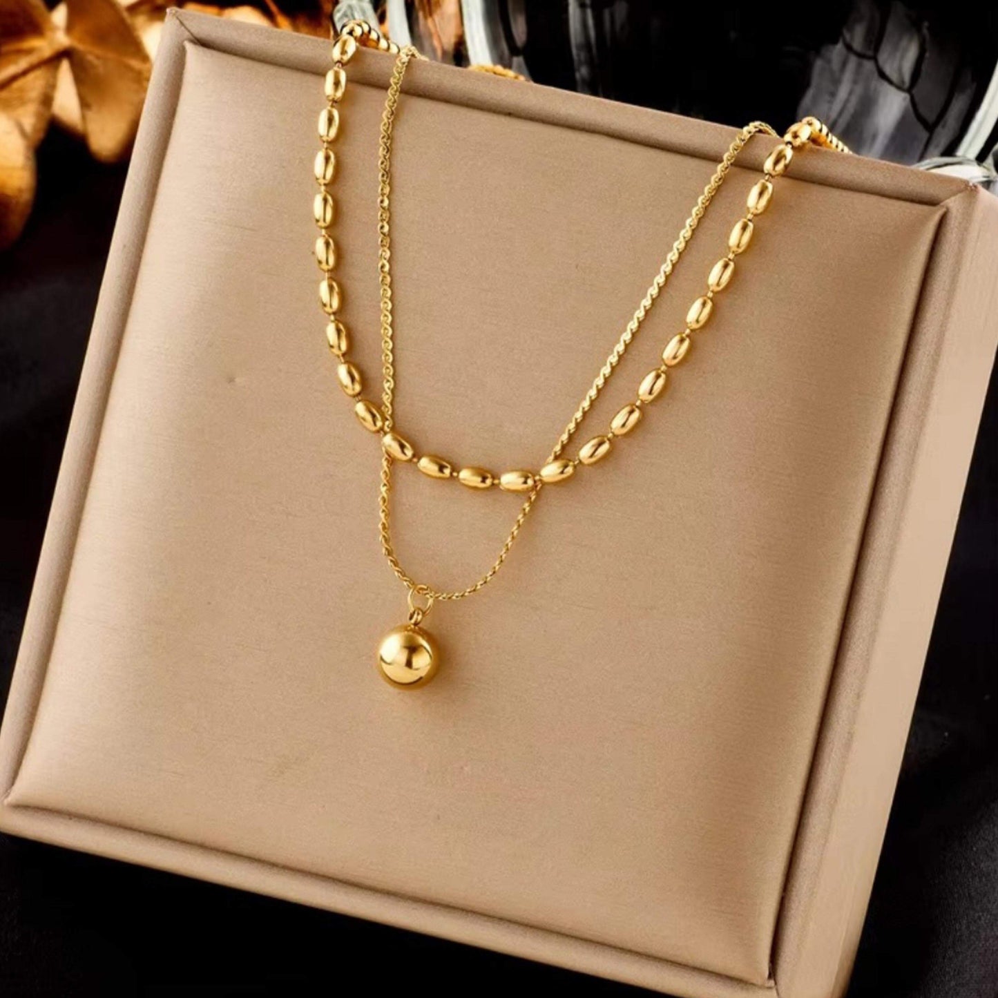 Golden Ball Double Layered Neckpiece