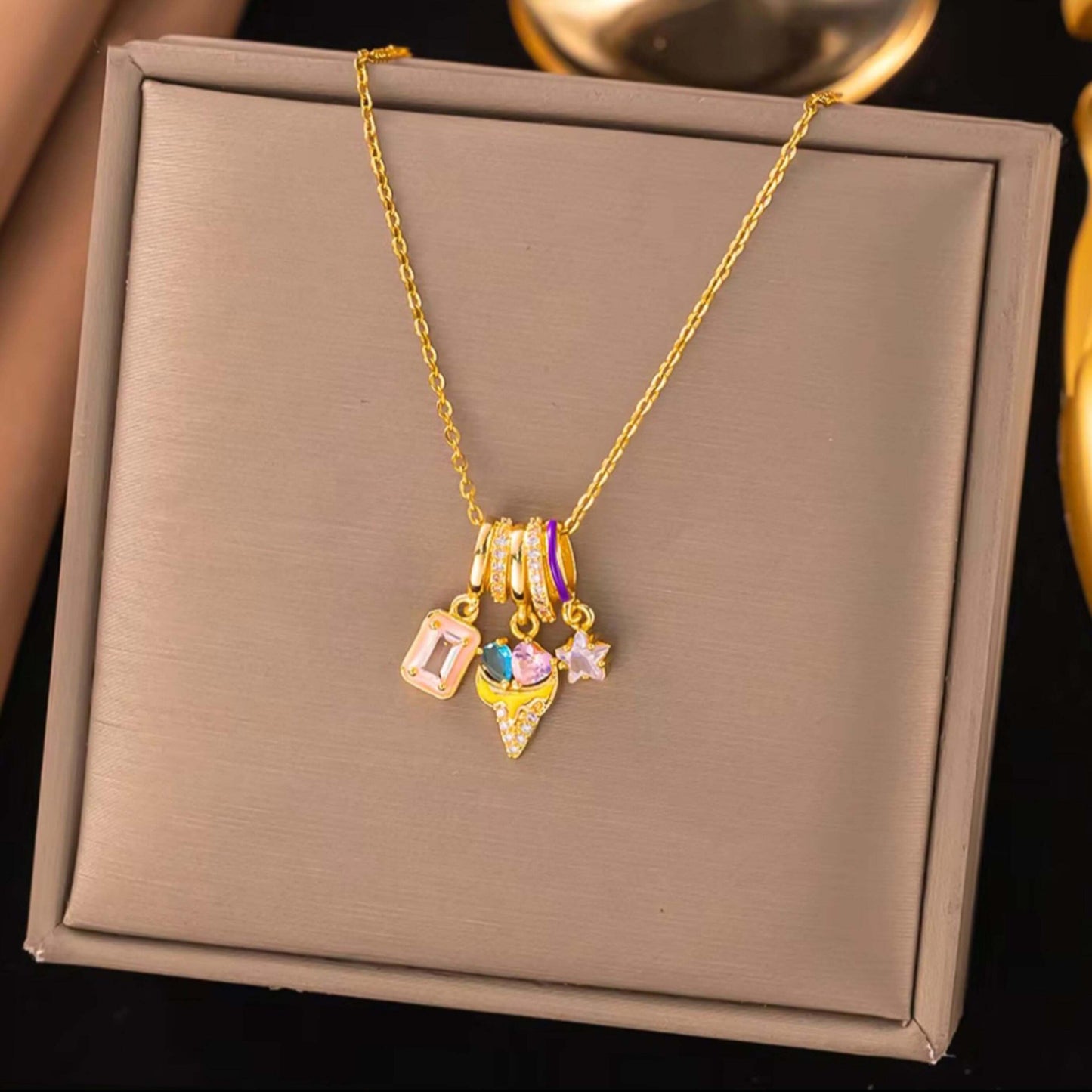 Golden Anti Tarnish Ice Cream Neckpiece