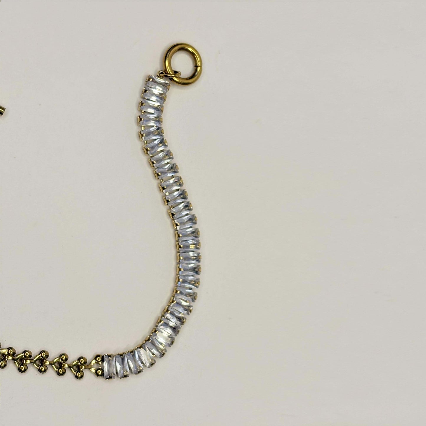 Gold Anti Tarnish AD Stone Interlock Bracelet