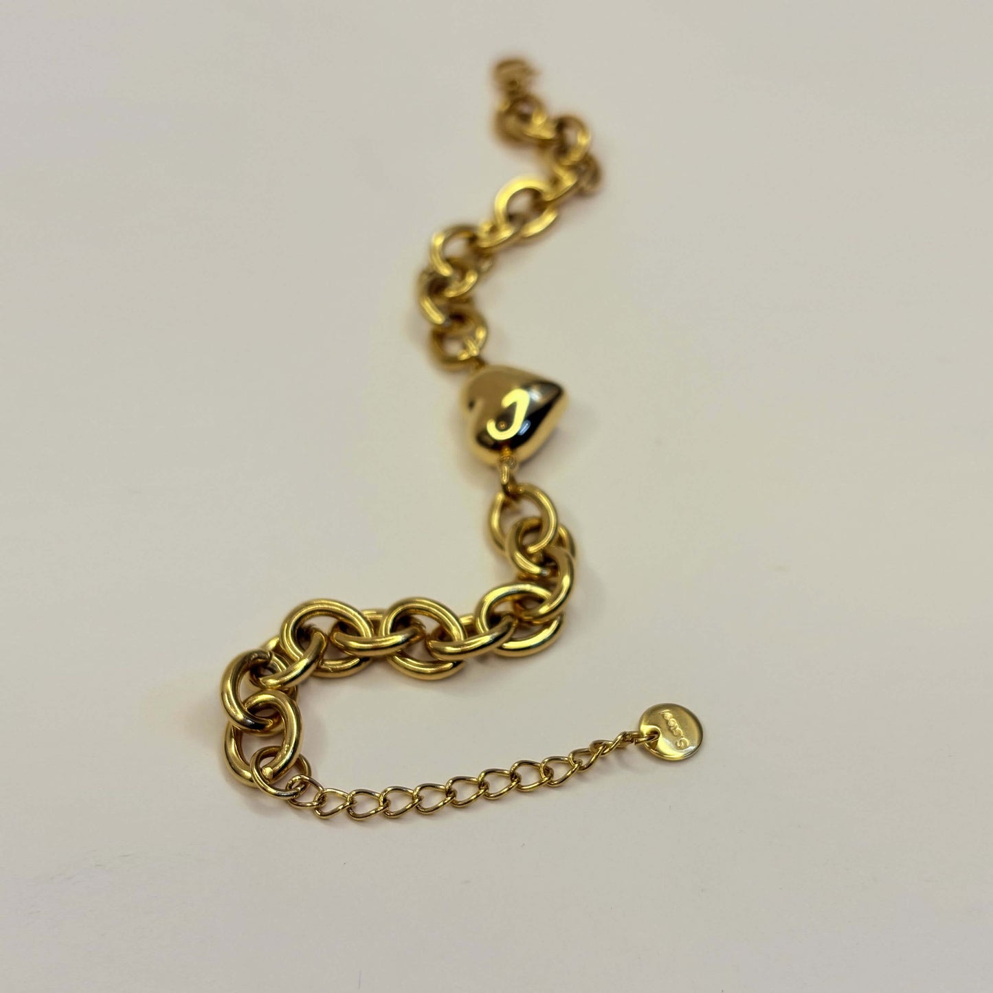 Gold Anti Tarnish Heart Chainlink Bracelet