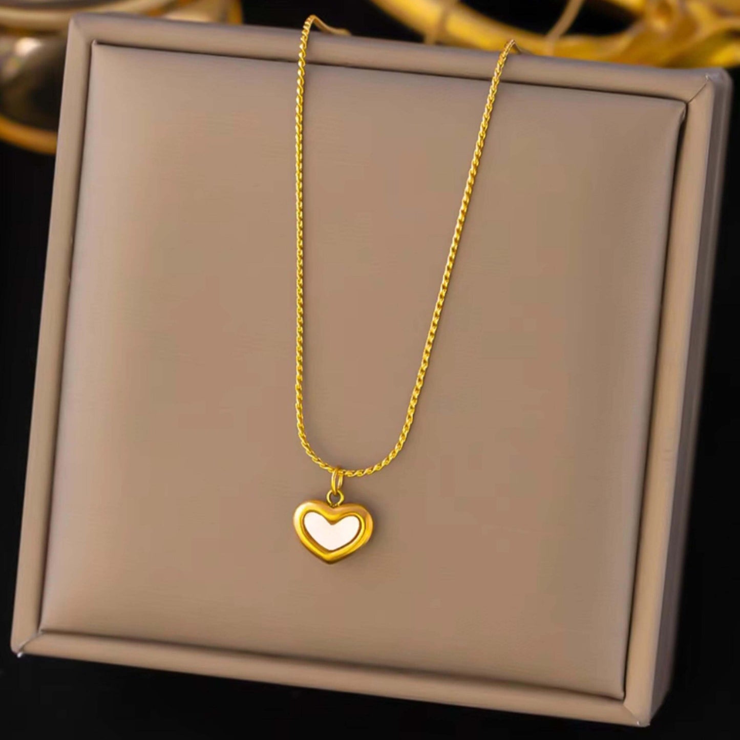 Golden Anti Tarnish Enamel Heart Neckpiece