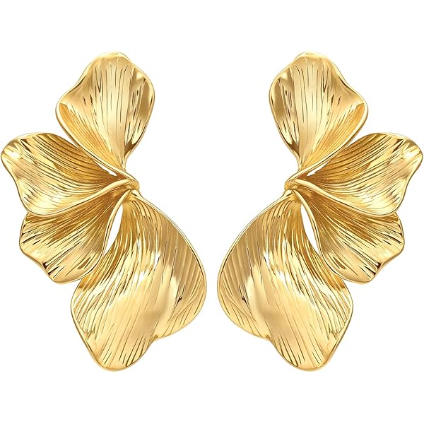 Golden Anti Tarnish Petal Earrings