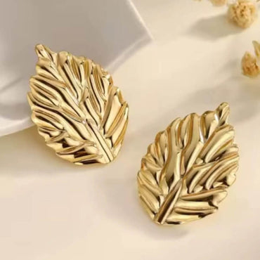 Golden Anti Tarnish Leaf Earrings
