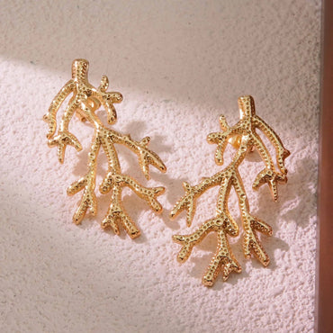 Golden Anti Tarnish Branch Earrings