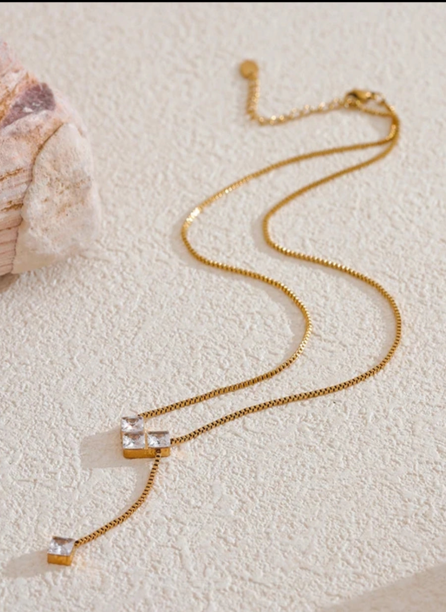 Gold Anti Tarnish Cubic Heart AD Stone Neckpiece