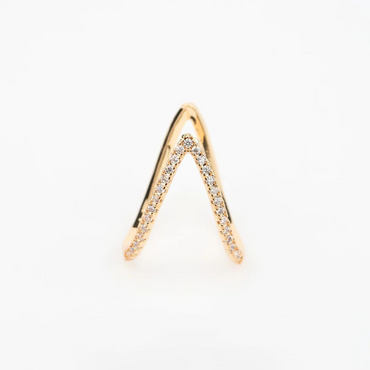 Gold Plated Anti Tarnish AD Stone V Ring