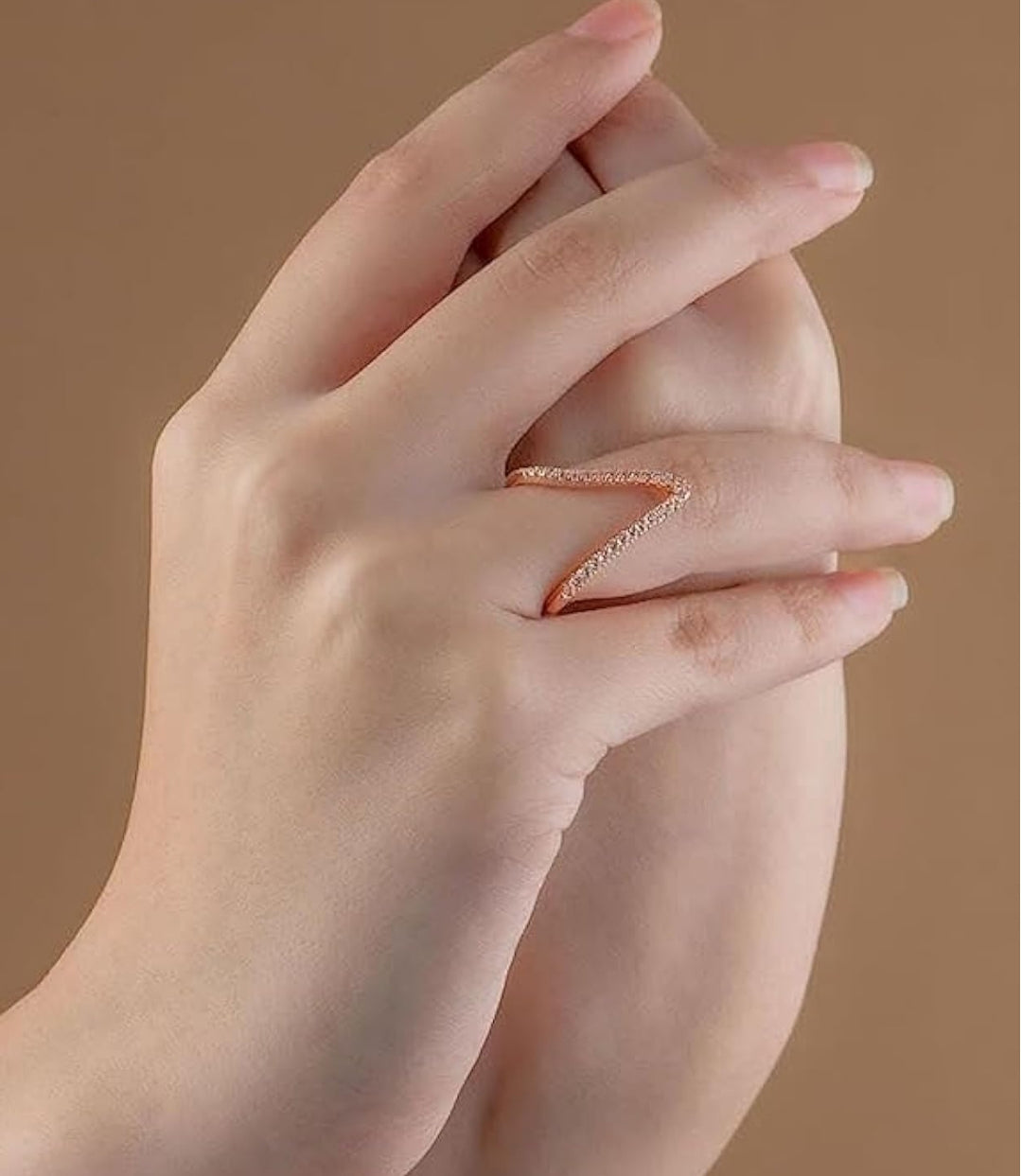 Gold Plated Anti Tarnish AD Stone V Ring