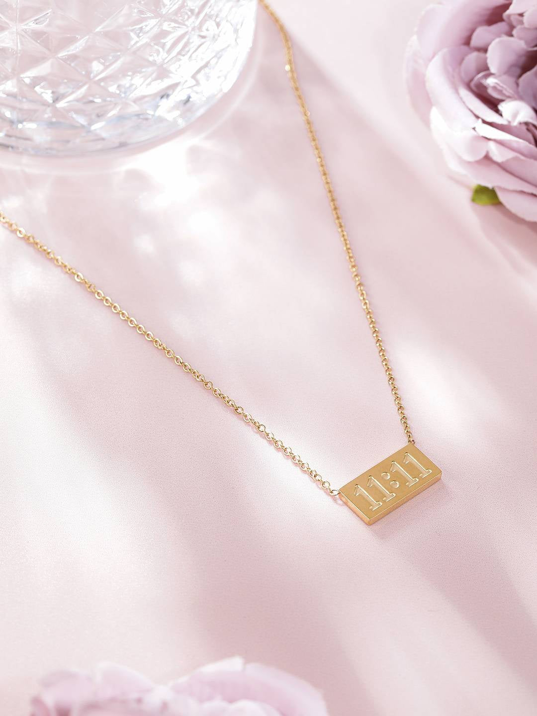 Gold Anti Tarnish 11:11 Angel Numbers Neckpiece
