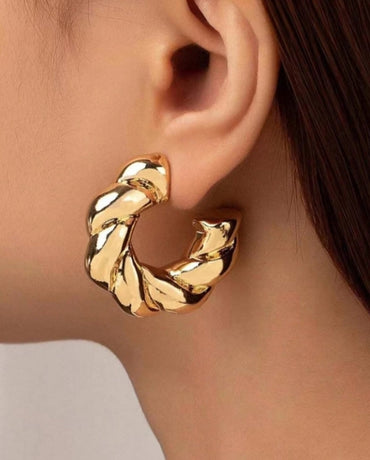 Golden Spiral Textured Hoops