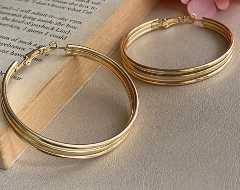 Golden Triple Layered Hoops