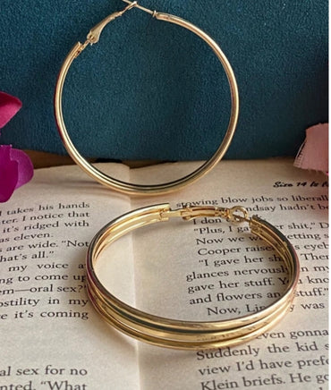 Golden Triple Layered Hoops