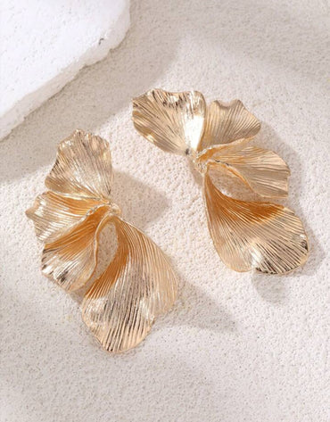 Golden Anti Tarnish Petal Earrings
