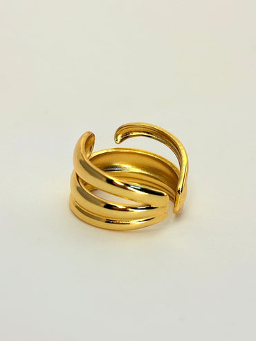 Gold Plated Anti Tarnish Triple Band Ring