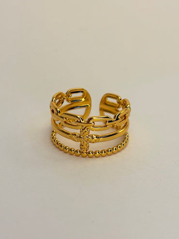 Gold Plated Anti Tarnish Cross Ring