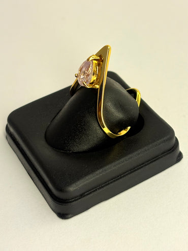 Gold Plated Anti Tarnish V Band Ring with AD Stone