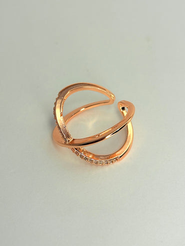 Rose Gold Plated Anti Tarnish AD Stone X Ring