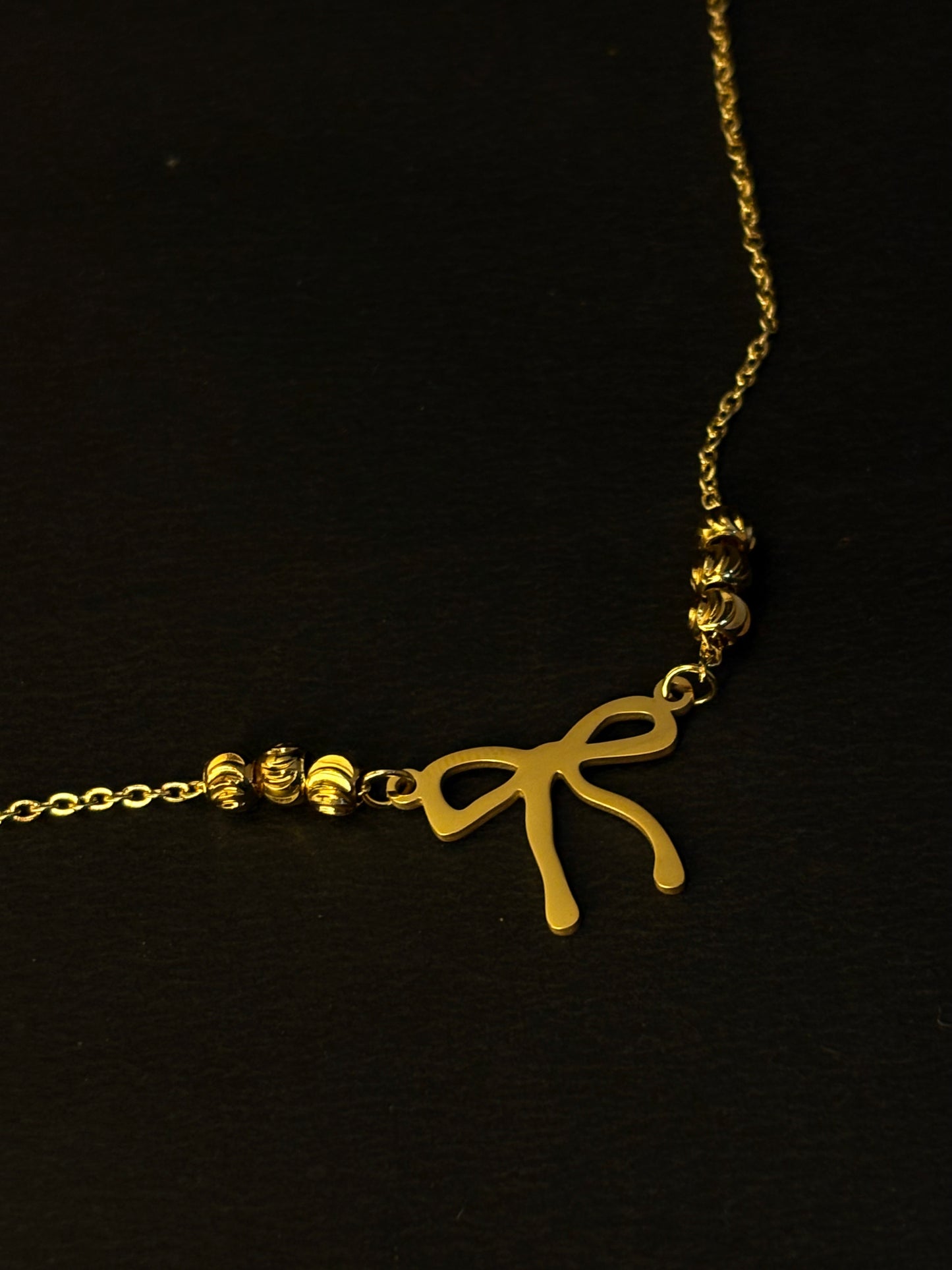 Gold Anti Tarnish Bow Neckpiece