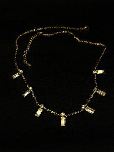Gold Anti Tarnish AD Stones Neckpiece