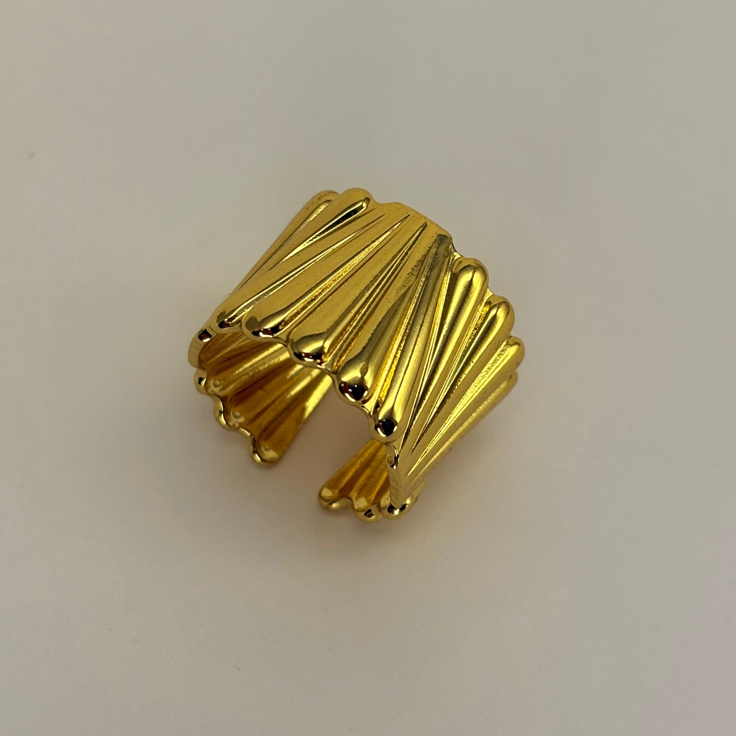 Golden Anti Tarnish Layered Fan Ring