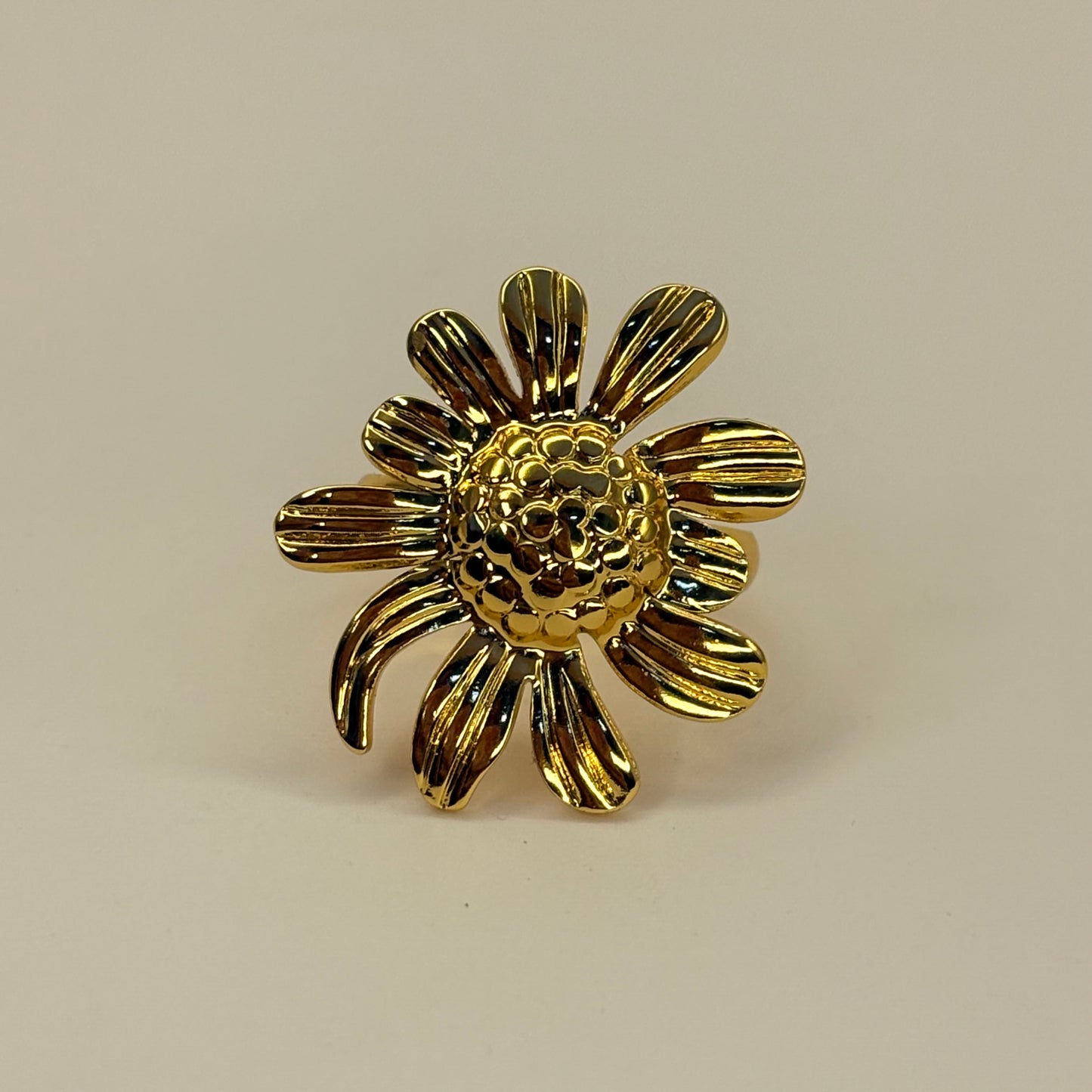 Golden Anti Tarnsih Sunflower Ring