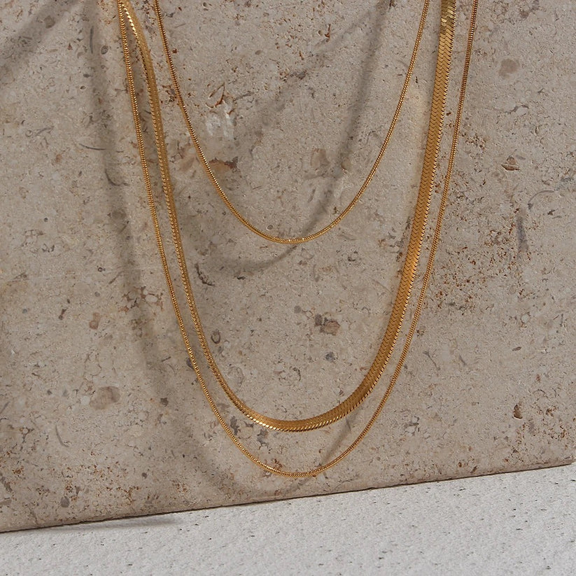 Gold Anti Tarnish Triple Layered Neckpiece