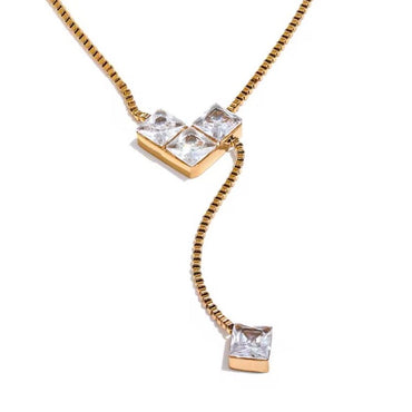 Gold Anti Tarnish Cubic Heart AD Stone Neckpiece