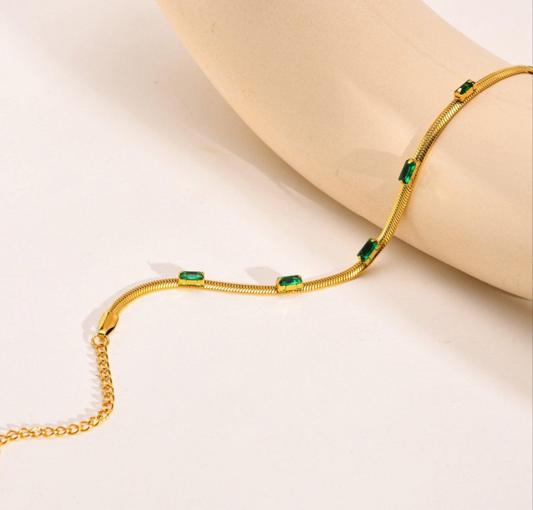 Green AD Zircon Snake Chain Bracelet