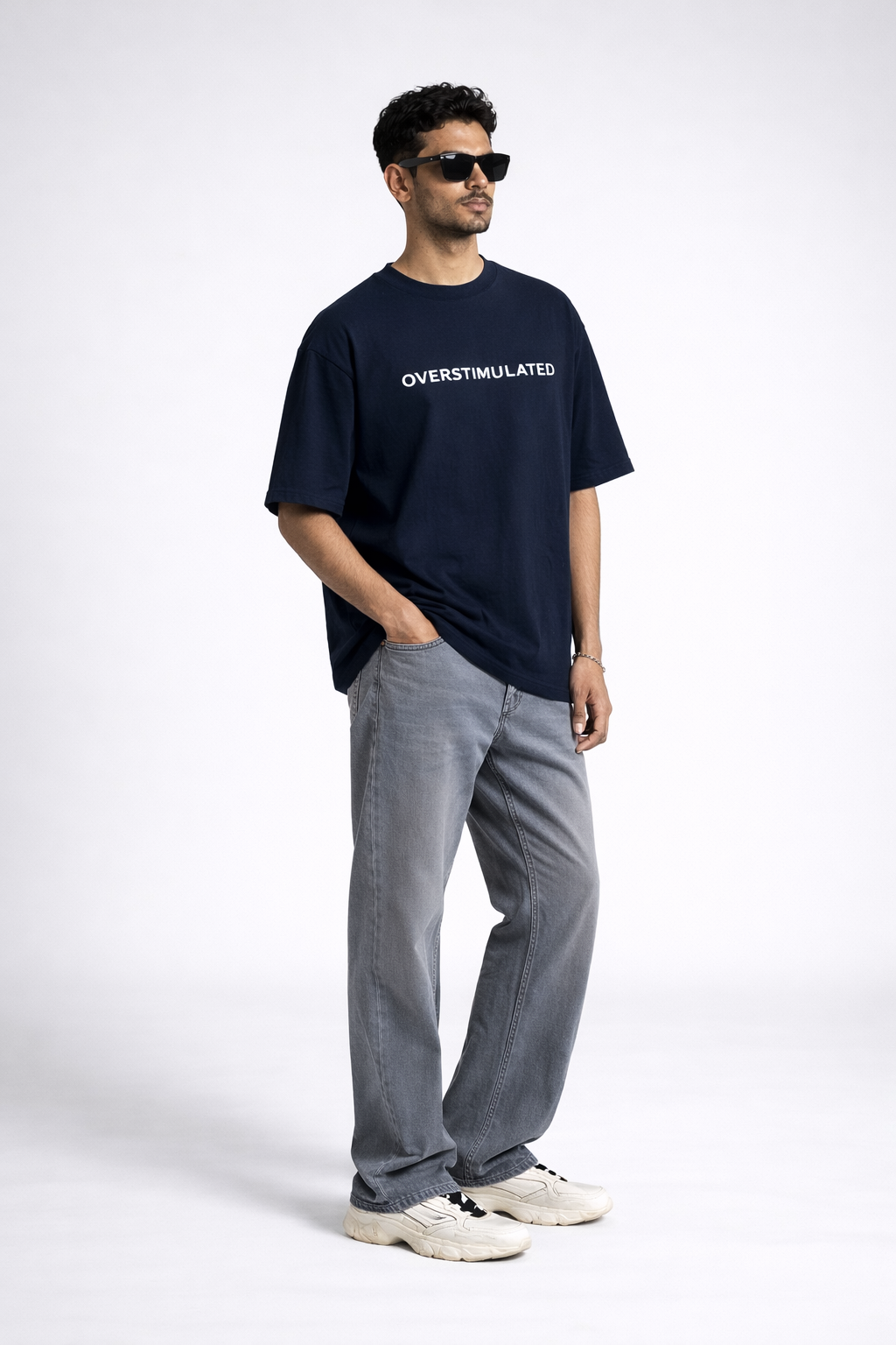 FO Overstimulated drop-shoulder tee - Dark Blue