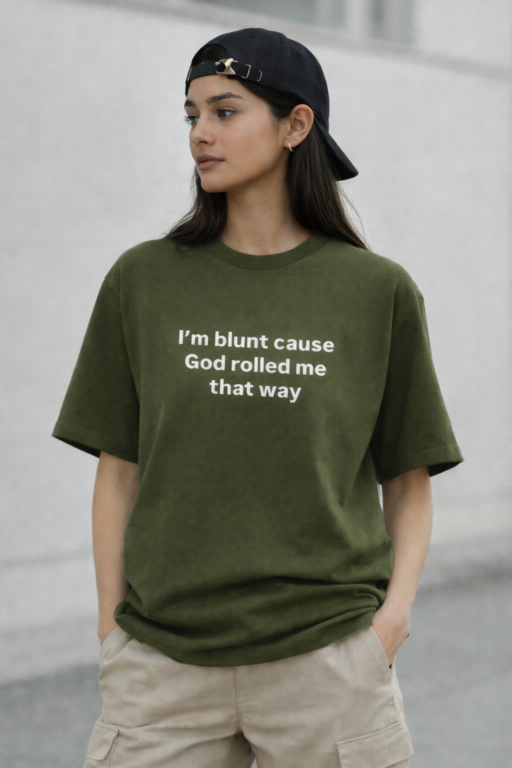 I’m Blunt Oversized Tee – Olive Green