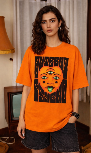 Cute But Psycho Drop-Shoulder Tee - Orange